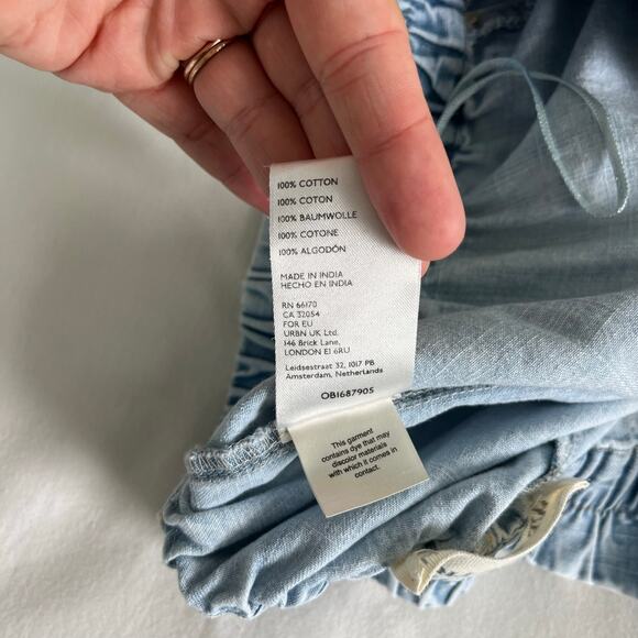 Free People We the Free Get Free Chambray Pull-On Shorts in Sand Dollar Blue - Picture 12 of 12